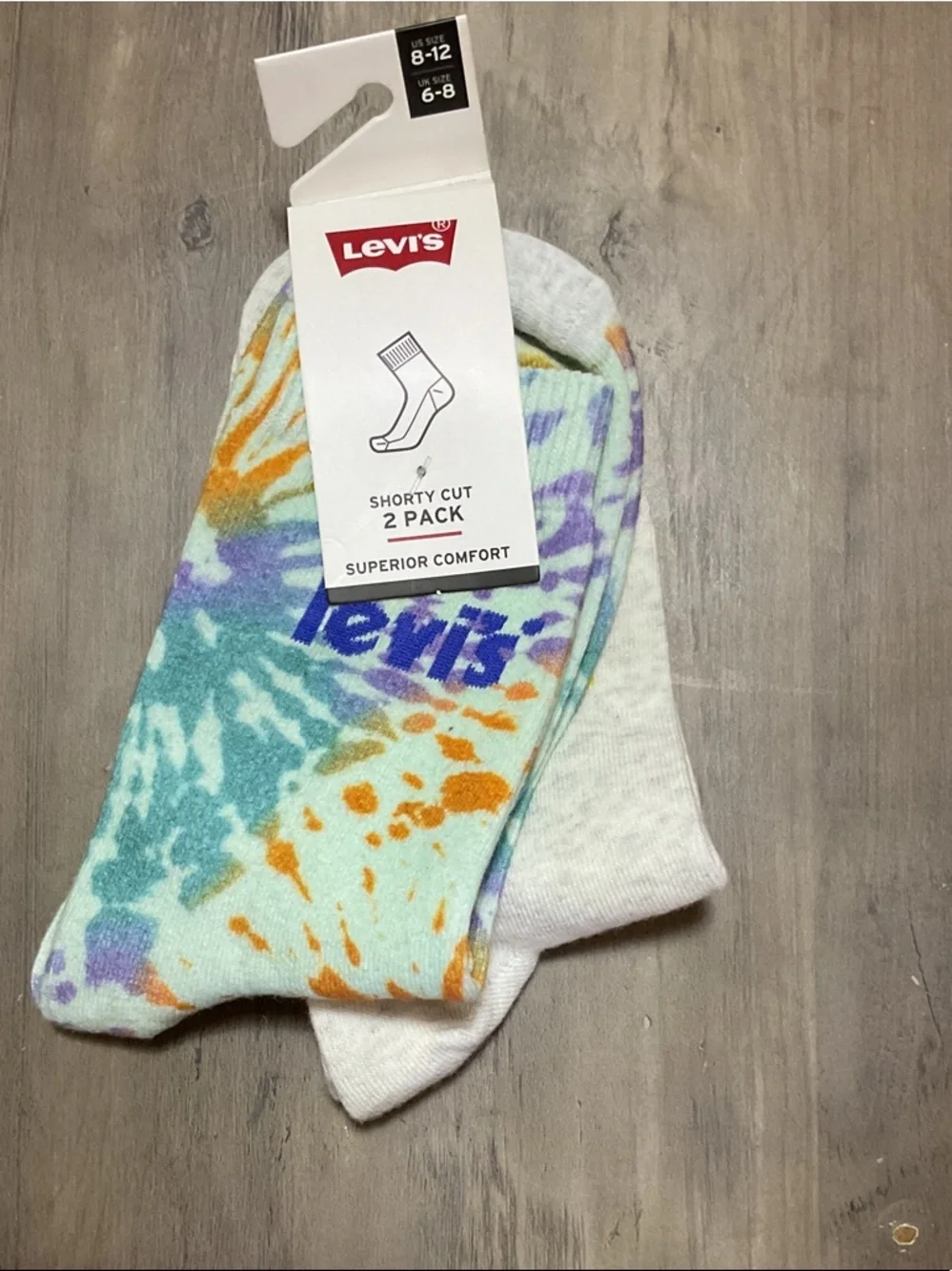 Levi's Tie-Dye Shorty Cut Socks - Turquoise, Orange, Purple (2 Pack)